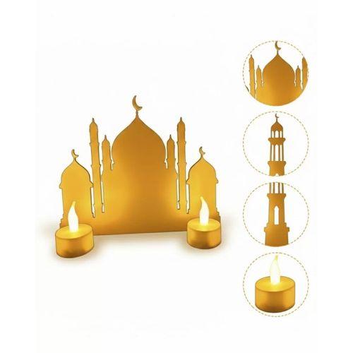 3d Ramazan Cami Dekor 2 Mumlu Işıklı Masa Üstü Biblo