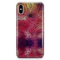 Apple iPhone XS Max Kılıf Kırmızı Pembe Motifler Arka Kapak Koruma Desenli Full Koruyucu