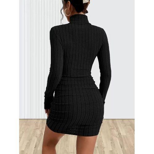 Pilelistore Kadın Uzun Kollu Balıkçı Yaka Kısa şardonlu Kaşkorse Elbise