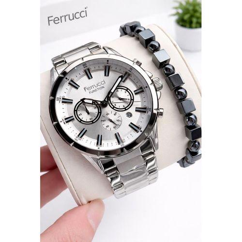 Ferrucci İç Fonksiyonları Aktif 30mt Suya Dayanıklı Çelik Kordon + Bileklik Hediyeli Erkek Kol Saati VS.BLKT.0961