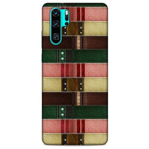 Huawei P30 Pro Kılıf Patchwork (41) Tank Kılıf Koyu Yeşil Pembe