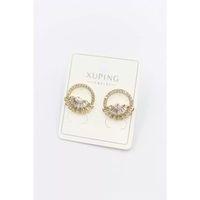 Taşlı Göz Küpe - Altın