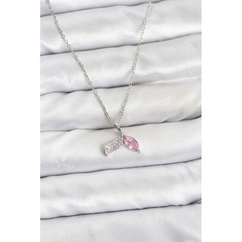 316L Çelik Zincir Gümüş Renk Balık Kuyruğu Model Zirkon Taşlı Kadın Kolye