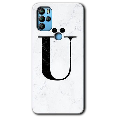 Omix X300 Kılıf HD Desen Baskılı Arka Kapak - Beyaz Mermer Desenli Ü Harfi + Kırılmaz Cam