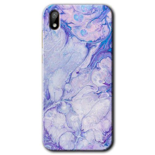 MRCİLETİSİM Huawei Y5 2019 Kılıf HD Desen Baskılı Arka Kapak + Temperli Cam - Spots Lilac