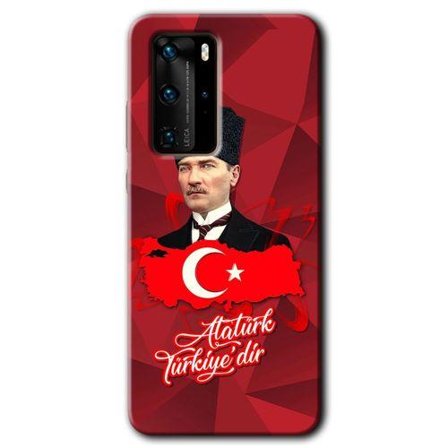 Huawei P40 Pro Kılıf HD Desen Baskılı Arka Kapak - Atatürkiye + Kırılmaz Cam