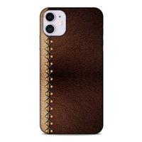 Apple Iphone 11 Kılıf Patchwork (21) Koruyucu Kapak Kahve Gold