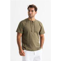 Büyük Beden Kısa Kol Şile Bezi Zımbalı Erkek Yazlık Tshirt Haki 3049