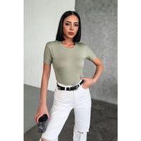 Rahat Ve Şık Kısa Kollu Bisiklet Yaka Likralı Viskon Penye Body Haki