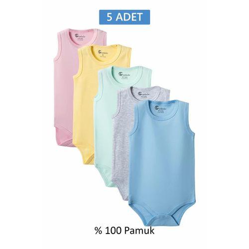 Çok Renkli Askılı Body Zıbın 2-7 YAŞ Çocuklar İçin (5 ADET) Alttan Çıtçıtlı Özel Gereksinimli