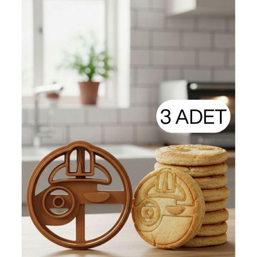 3Lü Karakter Figürlü Yuvarlak Kurabiye Kalıbı Hamur Kesici Şeker  ve Oyun Hamuru İçin