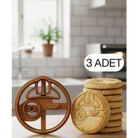 3Lü Karakter Figürlü Yuvarlak Kurabiye Kalıbı Hamur Kesici Şeker  ve Oyun Hamuru İçin