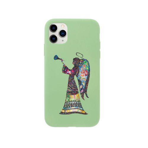 iPhone 11 Pro Mandala Melek Kız Premium Silikonlu Yeşil Telefon Kılıfı