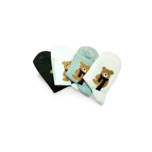 Peluş Ayıcık İşlemeli Kadın Soket Çorap 4 Çift mudanis