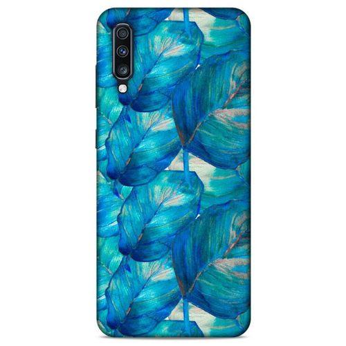 Samsung Galaxy A70 Uyumlu Kılıf Mavi Delisi (47) Crystal Flex Kılıf Yaprak