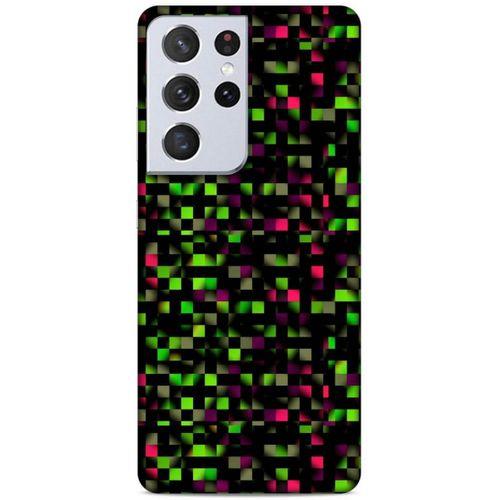 Lopard Samsung Galaxy S21 Ultra Uyumlu Kılıf PiXel (25) Antişok Kapak Yeşil Pembe