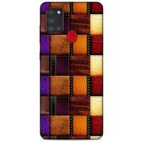 Samsung Galaxy A21s Kılıf Patchwork (44) Tough Armor Kılıf Mor Kahve
