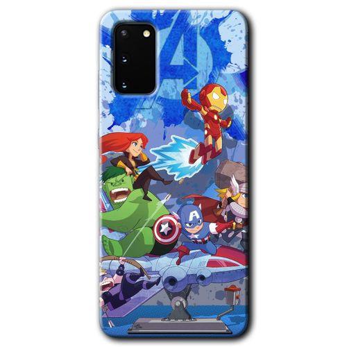 Galaxy S20 Kılıf HD Desen Baskılı Arka Kapak - Avengers Cartoon + Kırılmaz Cam