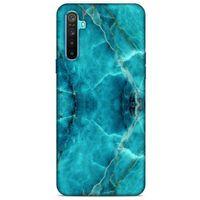 Mermer Desenli (13) Tema Silikon Kap Turkuaz Oppo Realme 6i Kılıf