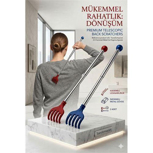 Hanımeli Metal Teleskopik Paslanmaz Çelik Sırt Kaşıyıcı (2'li Lüks Set) 714307