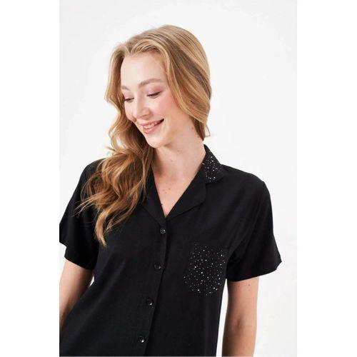 Kadın Pijama Takımı - Kısa Kol Önden Düğmeli