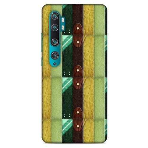 Xiaomi Mi Note 10 Kılıf Patchwork (15) Antişok Kılıf Yeşil Kahve
