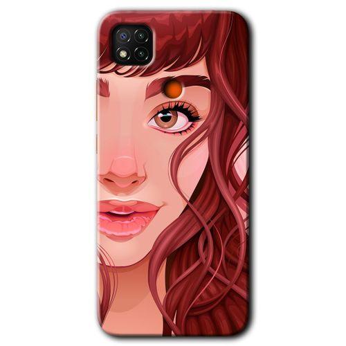 Potkal Hediye Fabrikası Xiaomi Redmi 9c Kılıf HD Desen Baskılı Arka Kapak - Kızıl Kız