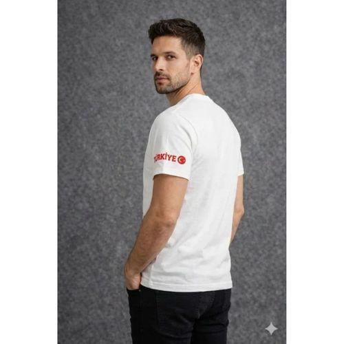 Erkek TÜRKİYE Ay Yıldız Baskılı 10 Numara Forma Tişört Taraftar T-Shirt - Beyaz