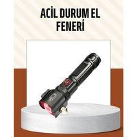 Çekiçli Pusulalı Acil Durum Feneri Usb  Çok Fonksiyonlu