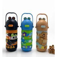 Eğitici Puzzele Yapboz Çocuk Termosu - Paslanmaz Çelik Pipetli Ve Askılı Matara Alk4653