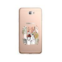 Samsung J7 Prime Beyaz Kot Tasarımlı Premium Şeffaf Silikon Kılıf