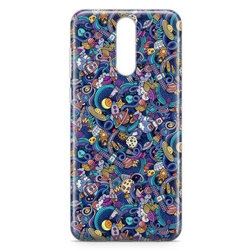 Huawei Mate 10 Lite Kılıf Space Doodle Arka Kapak Koruma Desenli Full Koruyucu