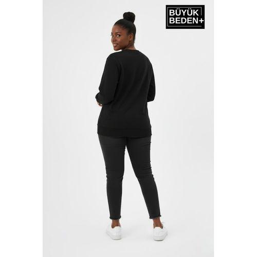Kadın Büyük Beden MİLANO İTALiA Baskılı Bisiklet Yaka Sweatshirt SPR26BSWK956-9
