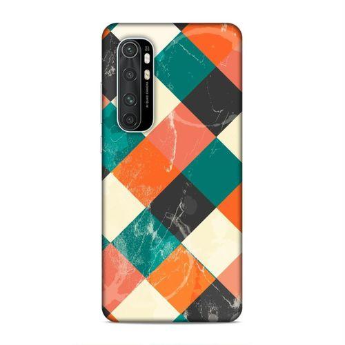 Xiaomi Mi Note 10 Lite Kılıf Turuncu Yesil Kareler Arka Kapak Silikon Koruma Full Koruyucu