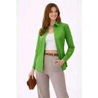 Uzun Kollu Gömlek Düğmeli Klasik Yaka Günlük Ve Ofis Şıklığına Uygun - Yeşil