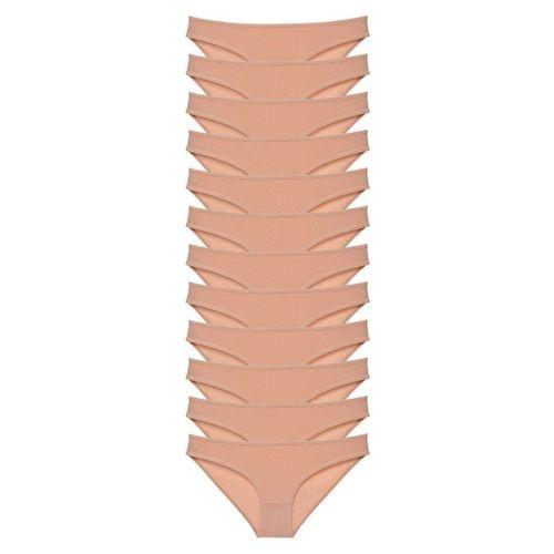 12 Adet Süper Eko Set Likralı Kadın Slip Külot Ten