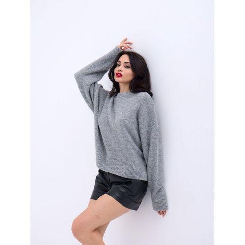 43031 TRİKO YARIM BALIKÇI KISA KAZAK-GRİ
