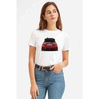 Modifiyelı Subaru Baskılı Beyaz Kadın Tshirt
