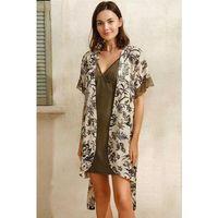 Dokuma Viskon Çiçek Baskılı Sabahlık Ve Dantelli Kısa Gecelik Takımı