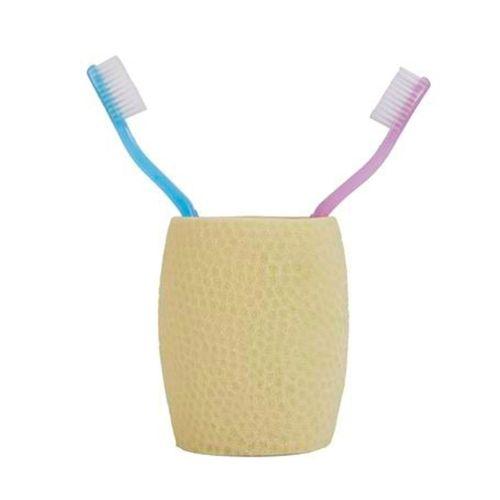2 Adet Diş Fırçalık,Macunluk Sarı Petek Desenli Poliresin 8X8X10Cm 400Ml Banyo Seti