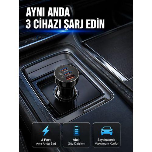 12v 24v Uyumlu 60w Araç İçi Şarj Adaptörü Çoklu Hızlı Şarj Cihazı