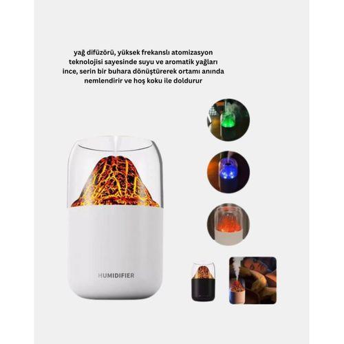Ultrasonik Alev Efektli Aromaterapi Difüzörü Usb Şarjlı Ve Otomatik Kapanma Özellikli