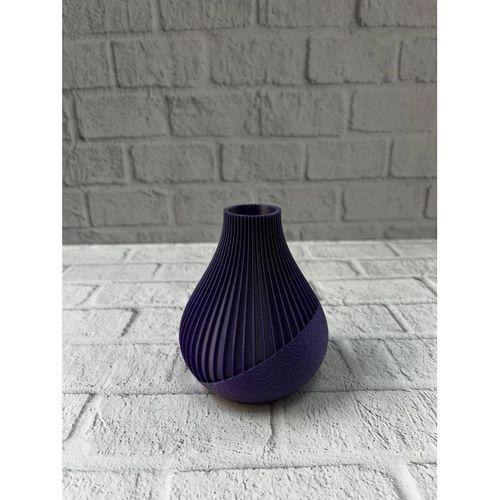 11 Cm Mor Minimal Çizgili Vazo Masa Üstü Şık Dekor Objesi