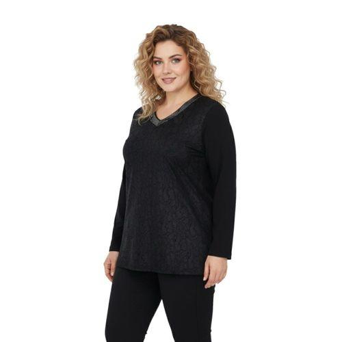 Kadın Siyah V Yaka Taşlı Bluz BGL-ST05149