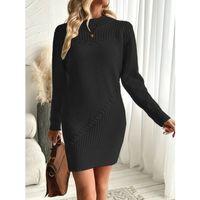 Kadın Uzun Kollu Yuvarlak Yaka Mini Triko Elbise