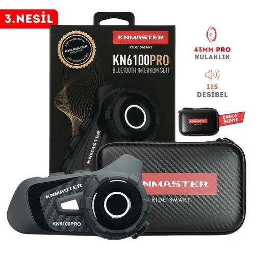 KNMASTER Knmaster Kn6100 Pro Motosiklet Kask İnterkom Seti-Karbon Siyah