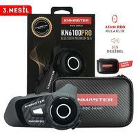 KNMASTER Knmaster Kn6100 Pro Motosiklet Kask İnterkom Seti-Karbon Siyah