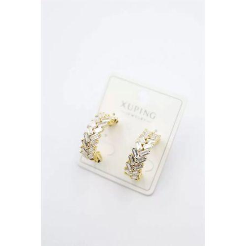 Taşlı Halka Küpe - Altın