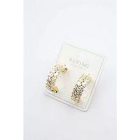 Taşlı Halka Küpe - Altın