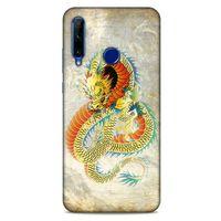 Huawei Honor 20 Lite Kılıf Dragons (21) Koruyucu Kapak Ejderha Dövme Sarı